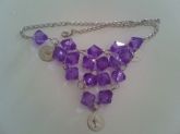 Colar moedinhas roxo e prata